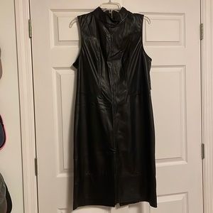 Sleeveless leather dress